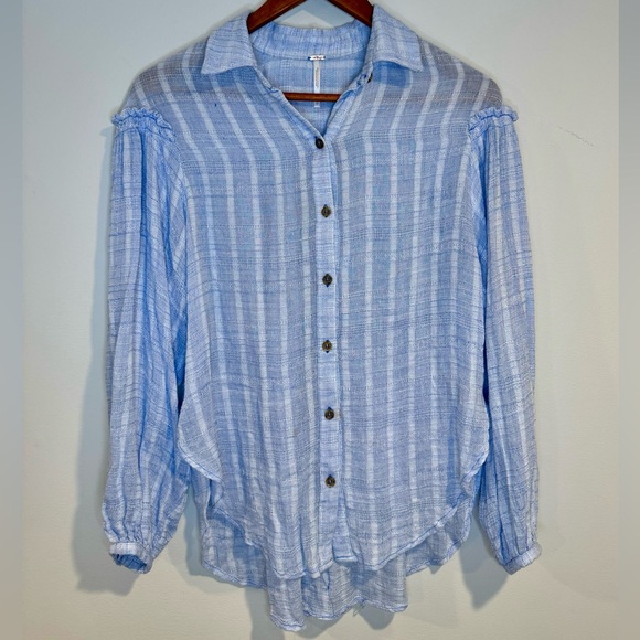 Free People Headed To the Highlands Gauze Button Down Top - Picture 3 of 7